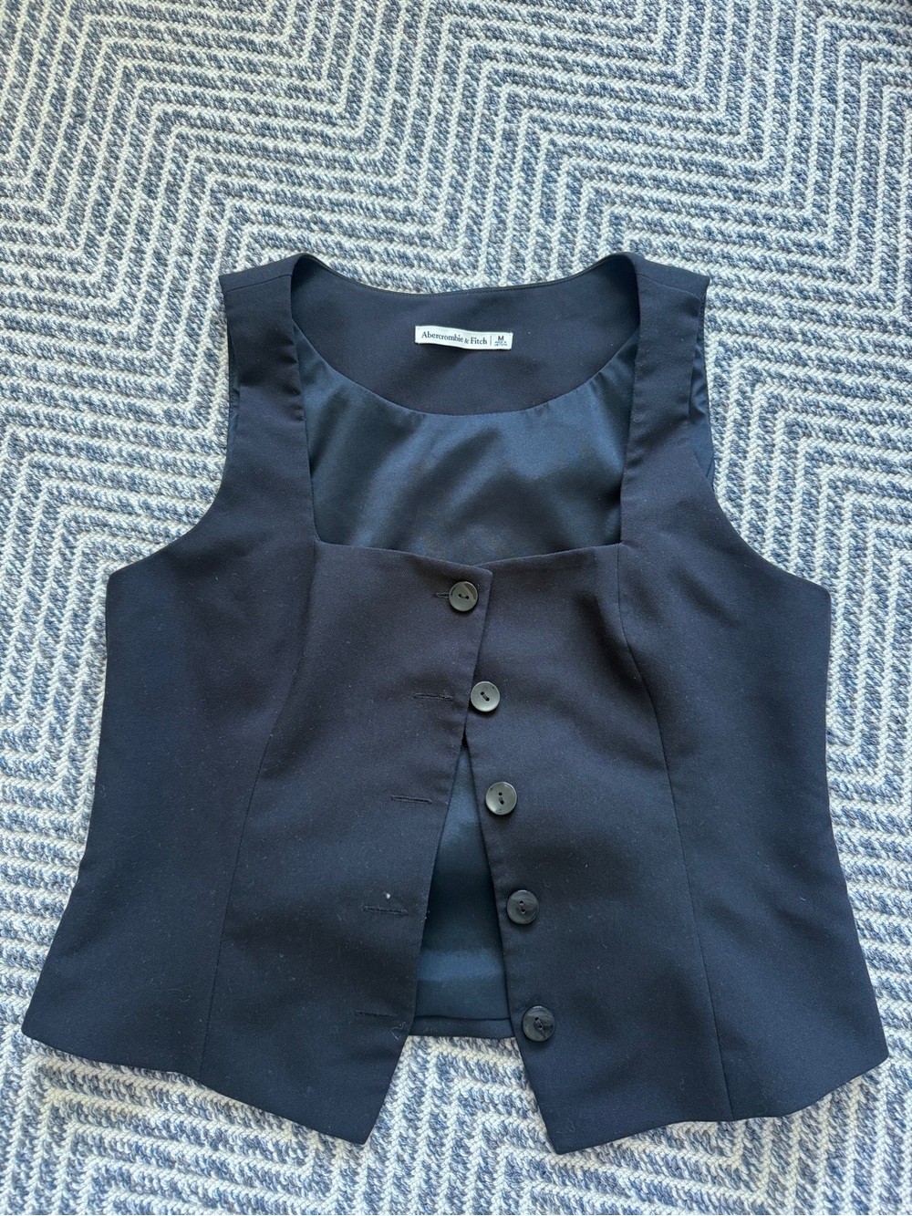 Abercrombie & Fitch Black Tailored Button Vest Size M